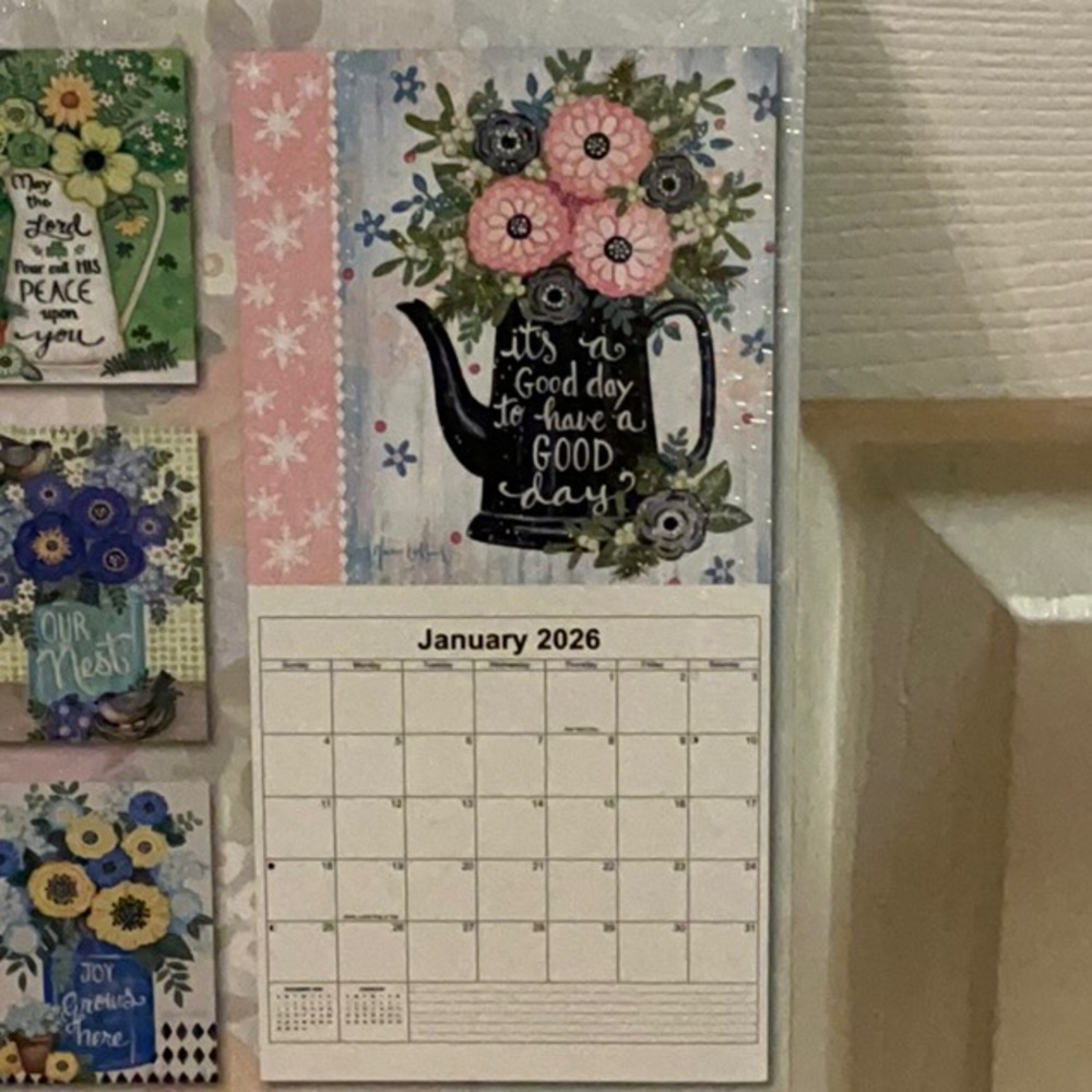 Floral Canvas Art with Pink and Orange Accents 2026 Calendar - Picture 6 of 8